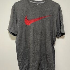 Nike Men's Charcoal Tee with Crimson Swoosh